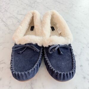 Talbots Ruby Suede Slippers Navy Blue Womens Size 10